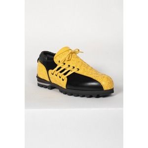 Kiko Kostadinov Men's Black And Yellow Haidu Lace-up Leather Shoes size 41